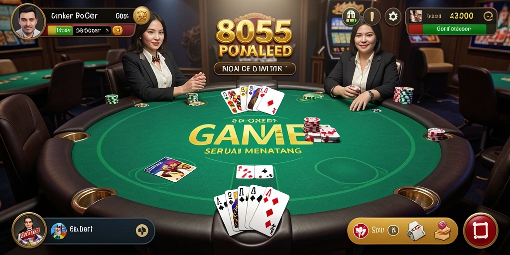 Screenshot utama 8055 menampilkan pertandingan poker yang mendebarkan.
