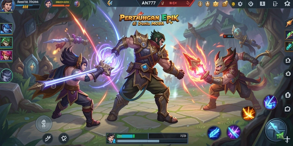 Tangkapan layar gameplay AN777 yang menampilkan aksi pertarungan tim.