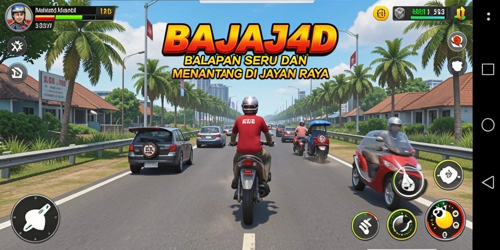 Tampilan gameplay <strong>BAJAJ4D</strong> yang intens dan menantang saat balapan.