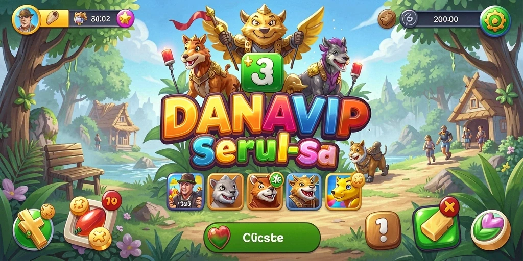 Screenshot gameplay DANAVIP yang menampilkan momen mencocokkan elemen Match-3.