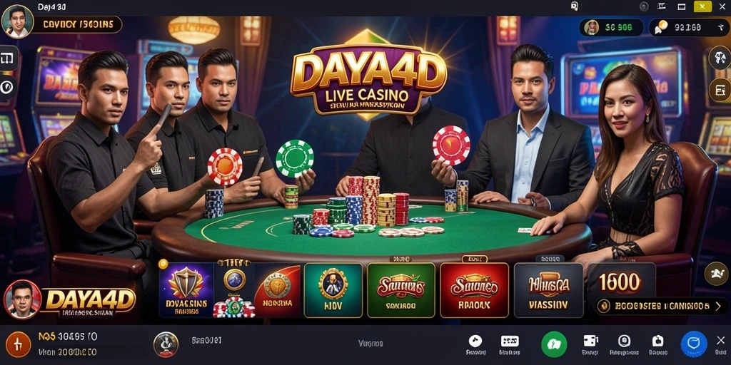 Tampilan gameplay Live Casino yang mendebarkan dan interaktif di DAYA4D.
