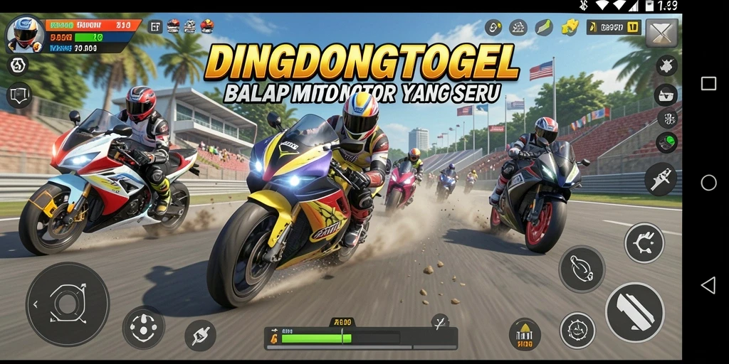 Tampilan seru dari gameplay balap motor DINGDONGTOGEL yang penuh aksi.