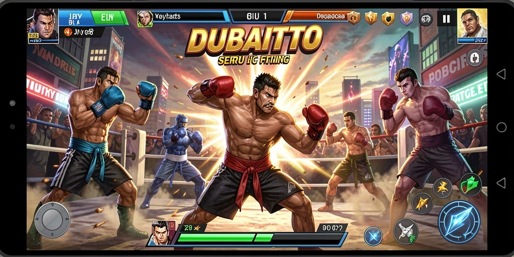 Tampilan screenshot DUBAITOTO menampilkan pertarungan dramatis antar karakter.