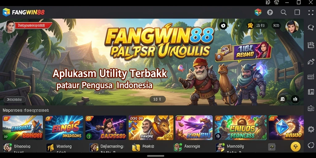 Tampilan utama FANGWIN88 menampilkan fitur-fitur aplikasi Utility yang canggih.
