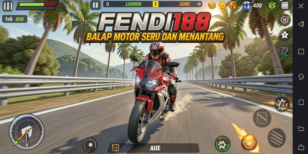 Screenshot FENDI188 menampilkan aksi balap motor yang intens dan menarik.