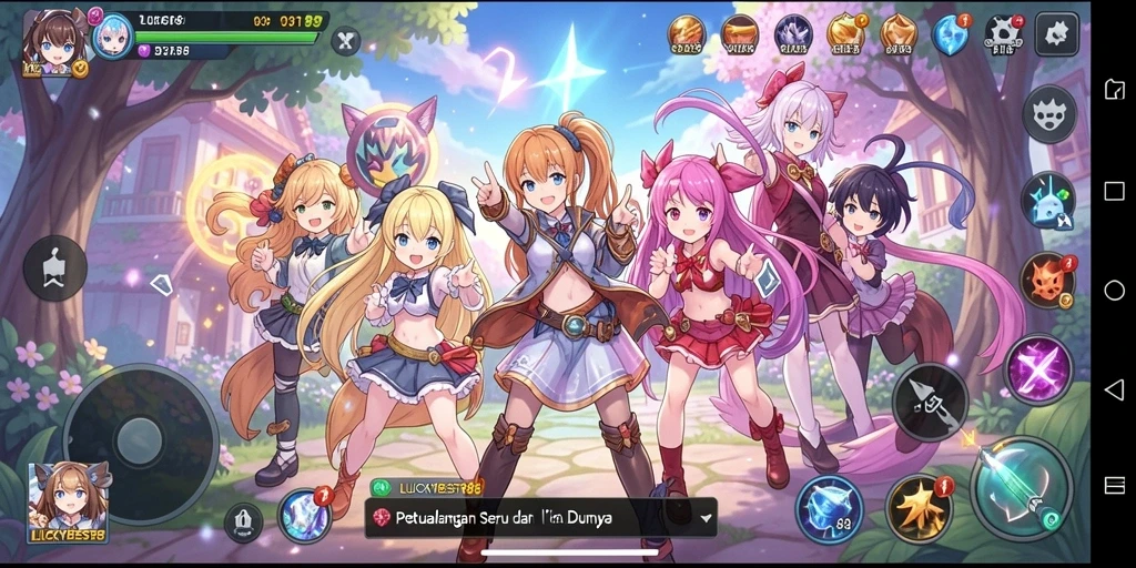 Tampilan gameplay seru dari LUCKYBEST88 dengan karakter anime yang dinamis.