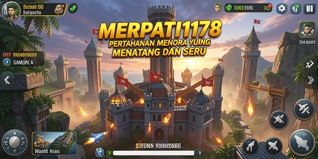 Gameplay seru dari MERPATI178 dengan berbagai menara dan musuh.