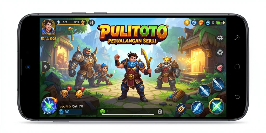 Screenshot PULITOTO menampilkan aksi pertarungan seru dalam permainan RPG.