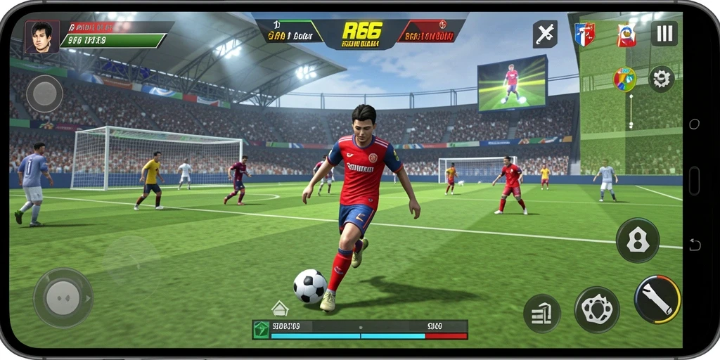 Gameplay menarik dari RR666 dengan aksi sepak bola yang seru.