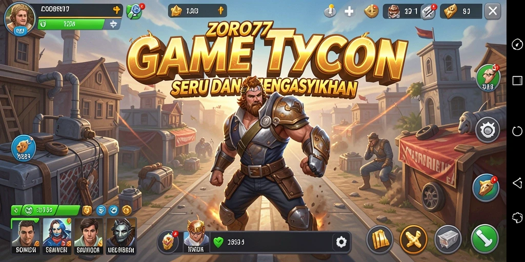 Screenshot gameplay ZORO77 menunjukkan proses pembangunan bisnis yang mendebarkan.